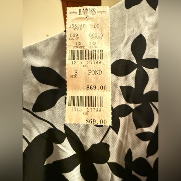 B. Moss Vintage 90s Feminine Spring Unique Neckline Floral Midi Dress NWT Size 8 - Picture 7 of 7